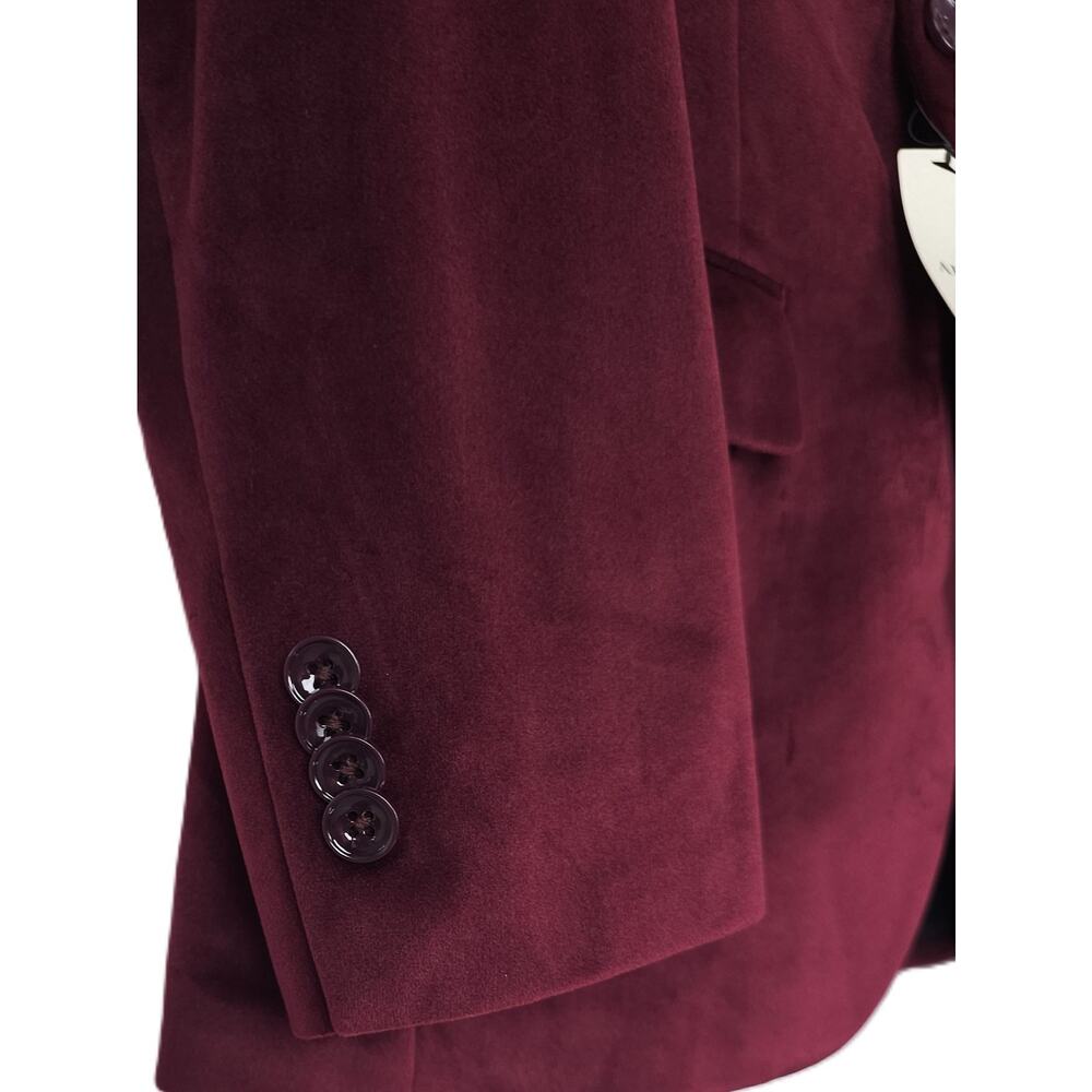 Alfani Mens Slim Fit Velvet Sport Coat Blazer 36R Burgundy Red Solid NWT - Picture 5 of 7